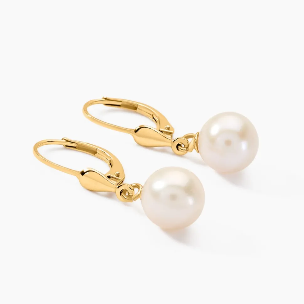 Boucles D'oreilles Pendantes Cecilius Or Jaune Perle De Culture