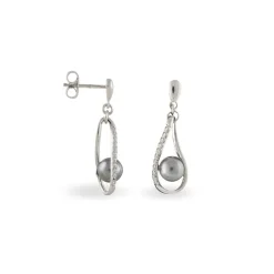 Boucles D'oreilles Pendantes Alexya Argent Perle D'imitation Et Oxyde