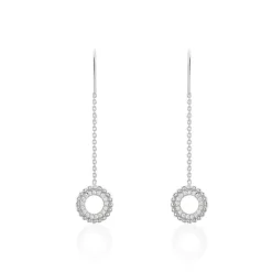 Boucles D'oreilles Pendantes Florenzia Argent Blanc Oxyde De Zirconium