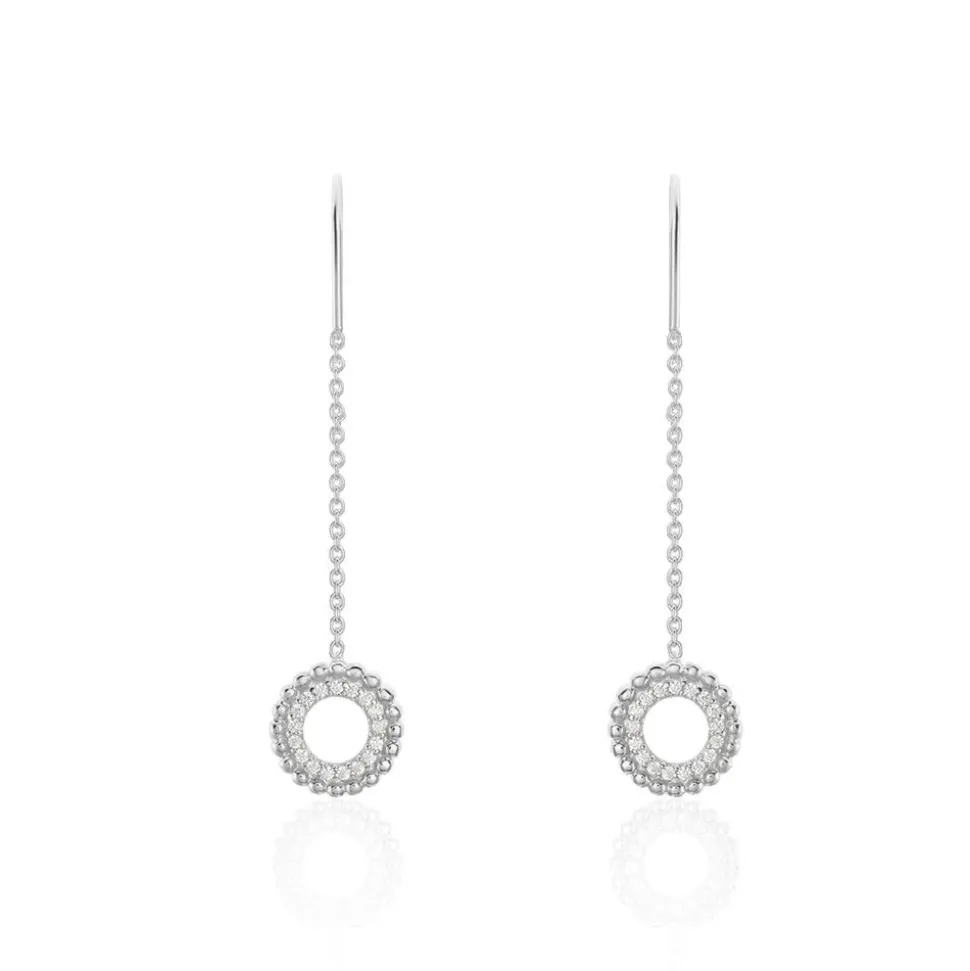 Boucles D'oreilles Pendantes Florenzia Argent Blanc Oxyde De Zirconium