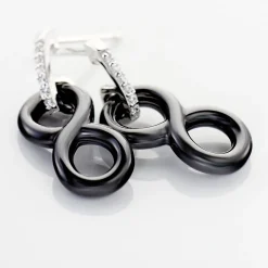 Boucles D'oreilles Pendantes Celinia Argent Blanc Céramique Et Oxyde