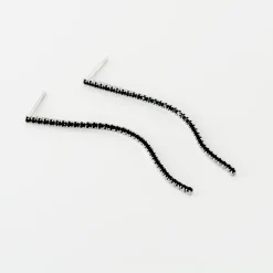 Boucles D'oreilles Pendantes Lou-anne Argent Blanc Oxyde Noir