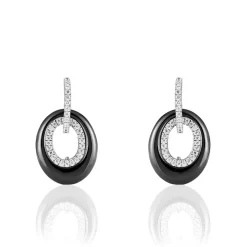 Boucles D'oreilles Pendantes Suhayla Argent Céramique Et Oxyde