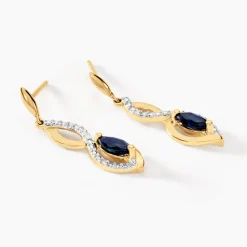 Marc Orian Pendantes|Cadeaux Mariage > Boucles D'oreilles Pendantes Ondulations Diamant or jaune saphir
