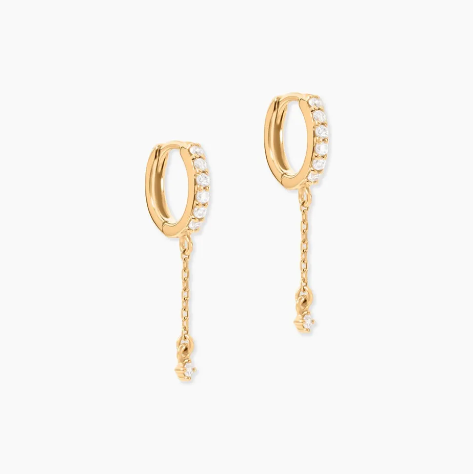 Boucles D'Oreilles Pendantes Hesta Plaqué Or Jaune Oxyde De Zirconium