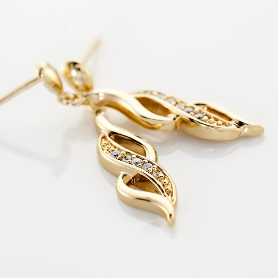 Boucles D'oreilles Pendantes Ishaae Plaqué Or Jaune Oxyde De Zirconium