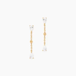 Boucles D'Oreilles Pendantes Scintillante Plaqué Or Jaune Oxyde De Zirconium