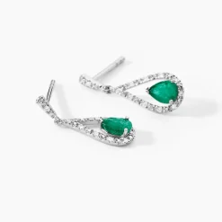 Marc Orian Pendantes|Cadeaux Mariage > Boucles D'oreilles Pendantes Katiouchka Or Blanc Emeraude Diamants