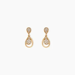 Boucles D'oreilles Pendantes Mahalya Plaqué Or Oxyde De Zirconium