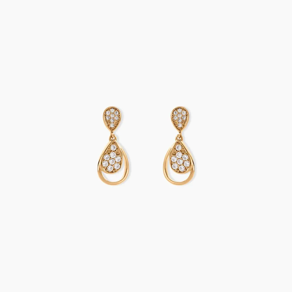 Boucles D'oreilles Pendantes Mahalya Plaqué Or Oxyde De Zirconium