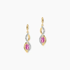 Marc Orian Pendantes|Anniversaire De Mariage > Boucles D'oreilles Pendantes Ondulations Or Bicolore Rubis Et Diamant