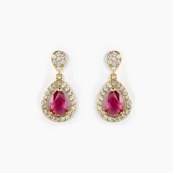 Boucles D'oreilles Pendantes Brigita Plaqué Or Pierre Et Oxyde