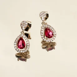 Boucles D'oreilles Pendantes Brigita Plaqué Or Pierre Et Oxyde