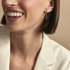 Boucles D'oreilles Pendantes Erma Plaqué Or Doré Oxyde De Zirconium