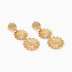 Boucles D'oreilles Pendantes Mahonia Plaqué Or Doré