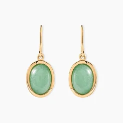 Boucles D'oreilles Pendantes Veina Plaqué Or Jaune Aventurine