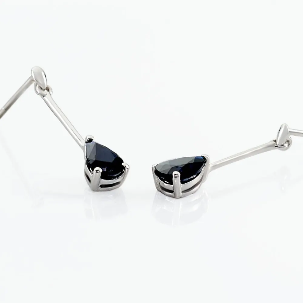 Marc Orian Pendantes|Cadeaux Mariage > Boucles D'oreilles Pendantes Pluie D'Eclat Or Blanc Saphir