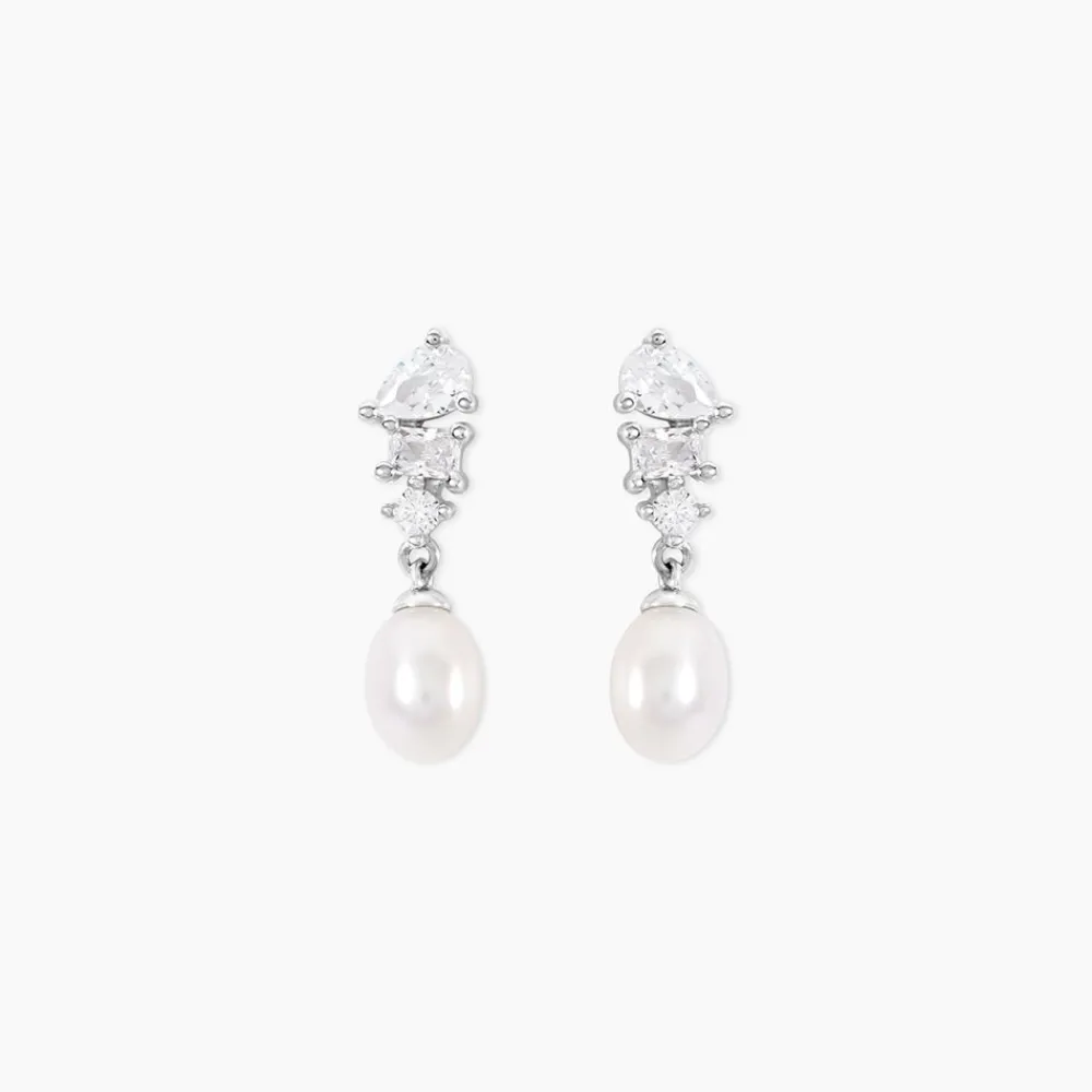 Marc Orian Pendantes|Bijoux Perles > Boucles D'Oreilles Pendantes Elea Argent Blanc Perle De Culture Oxyde De Zirconium