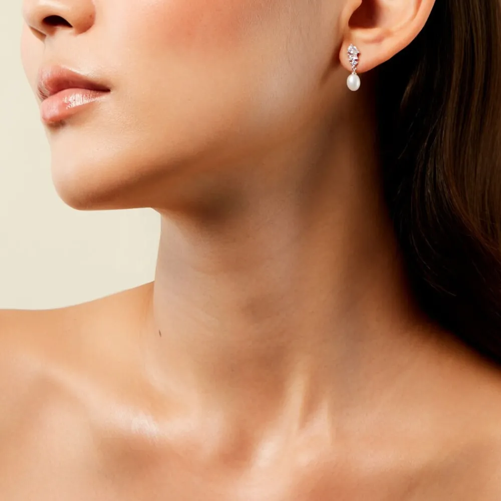 Marc Orian Pendantes|Bijoux Perles > Boucles D'Oreilles Pendantes Elea Argent Blanc Perle De Culture Oxyde De Zirconium