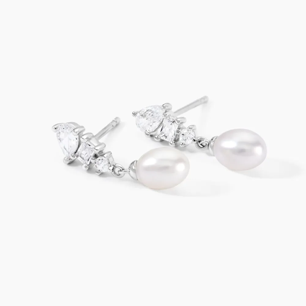 Marc Orian Pendantes|Bijoux Perles > Boucles D'Oreilles Pendantes Elea Argent Blanc Perle De Culture Oxyde De Zirconium