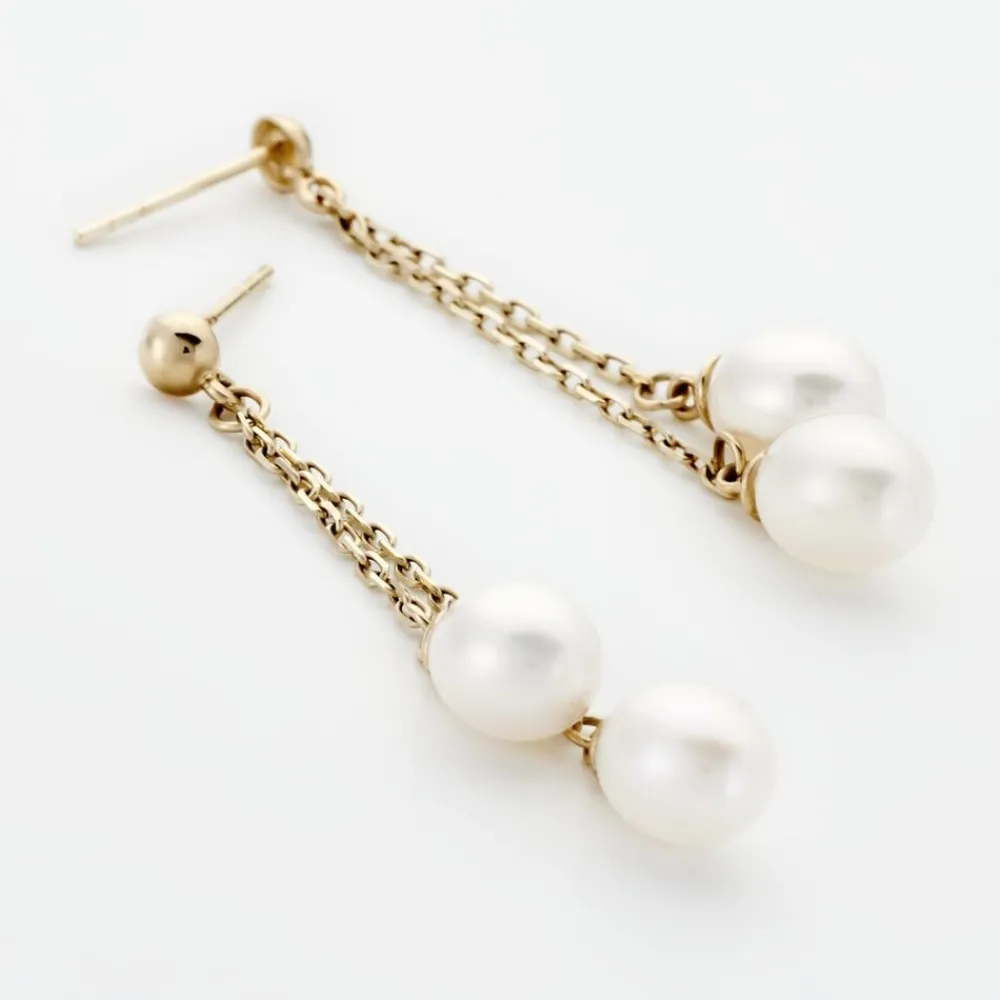 Marc Orian Pendantes|Parures De Mariage > Boucles D'oreilles Pendantes Carrine 2 Fils Or Jaune Perle De Culture or jaune perle nacre