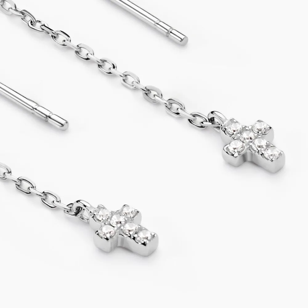Marc Orian Pendantes|Bijoux Zirconium > Boucles D'oreilles Pendantes Siem Argent Blanc Oxyde De Zirconium
