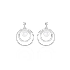 Marc Orian Pendantes|Bijoux Perles > Boucles D'oreilles Pendantes Oksana Argent Perle De Culture Et Oxyde