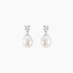 Boucles D'oreilles Pendantes Dolores Argent Perle De Culture Et Oxyde