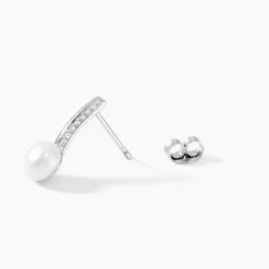 Boucles D'oreilles Pendantes Kathy Argent Perle De Culture Et Oxyde