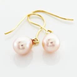 Boucles D'oreilles Pendantes Baroque Or Jaune Perles De Culture