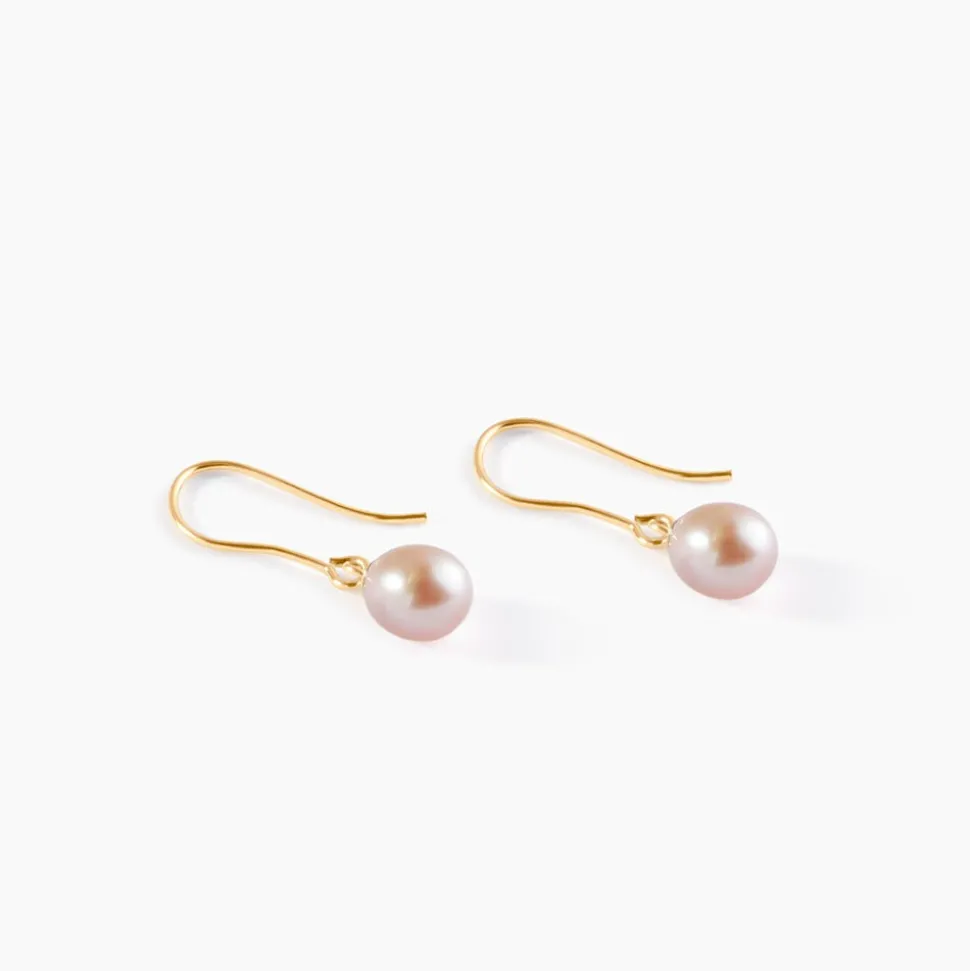 Boucles D'oreilles Pendantes Baroque Or Jaune Perles De Culture