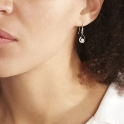 Boucles D'oreilles Pendantes Akiko Argent Perle De Culture Et Oxyde