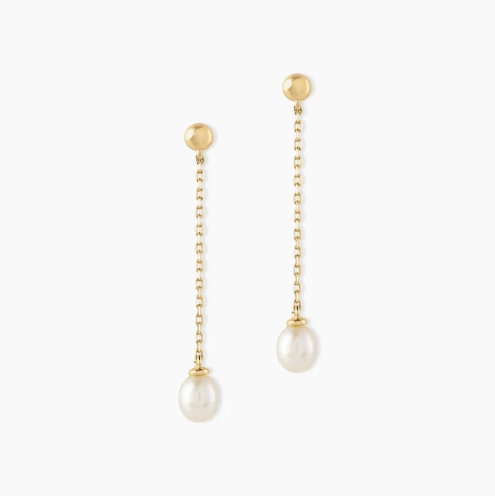 Boucles D'oreilles Pendantes Adriette Or Jaune Perle De Culture