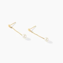 Boucles D'oreilles Pendantes Adriette Or Jaune Perle De Culture