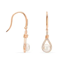 Boucles D'oreilles Pendantes Majida Argent Perle De Culture Et Oxyde