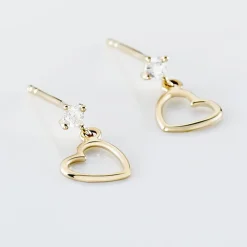 Marc Orian Pendantes|Boucles D'Oreilles Cœur > Boucles D'oreilles Pendantes Euria Cœur Or Jaune