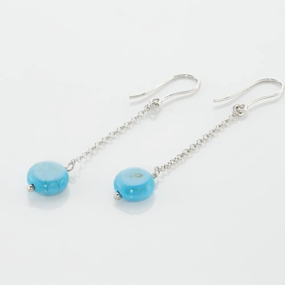 Marc Orian Pendantes|Boucles D'Oreilles Argent > Boucles D'oreilles Pendantes Graziana Argent Blanc Turquoise