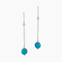 Marc Orian Pendantes|Boucles D'Oreilles Argent > Boucles D'oreilles Pendantes Graziana Argent Blanc Turquoise