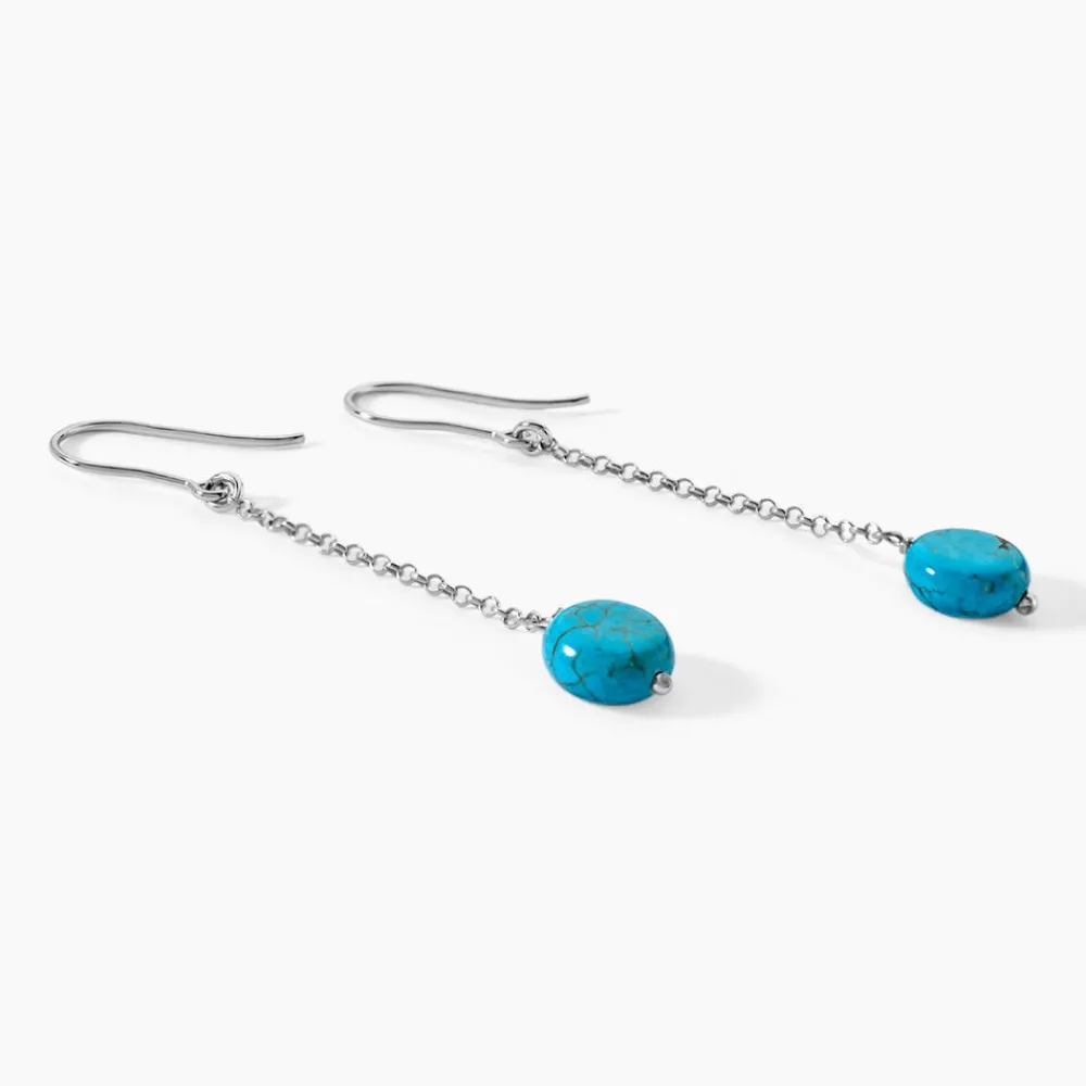 Marc Orian Pendantes|Boucles D'Oreilles Argent > Boucles D'oreilles Pendantes Graziana Argent Blanc Turquoise