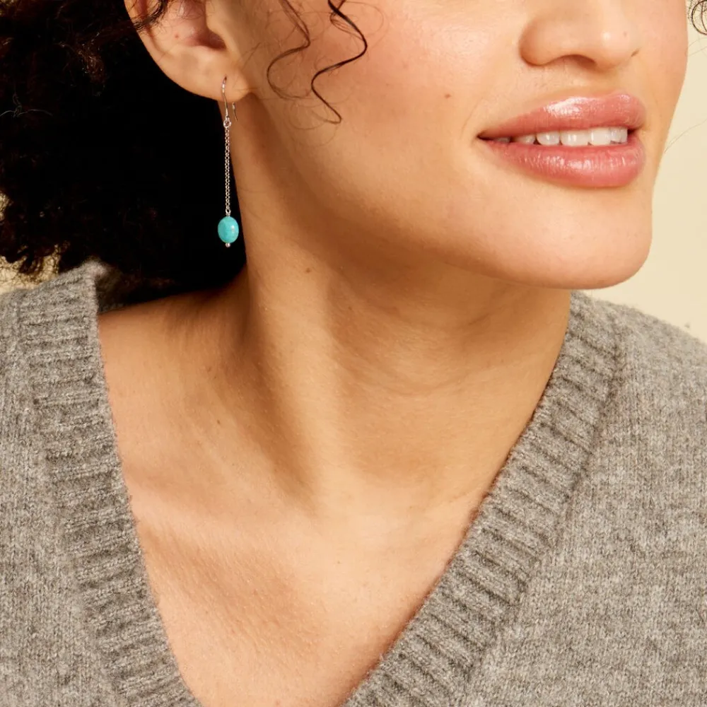 Marc Orian Pendantes|Boucles D'Oreilles Argent > Boucles D'oreilles Pendantes Graziana Argent Blanc Turquoise