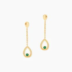 Marc Orian Pendantes|Cadeaux Mariage > Boucles D'Oreilles Pendantes Emeria Or Jaune Emeraude