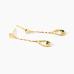 Marc Orian Pendantes|Cadeaux Mariage > Boucles D'Oreilles Pendantes Emeria Or Jaune Emeraude