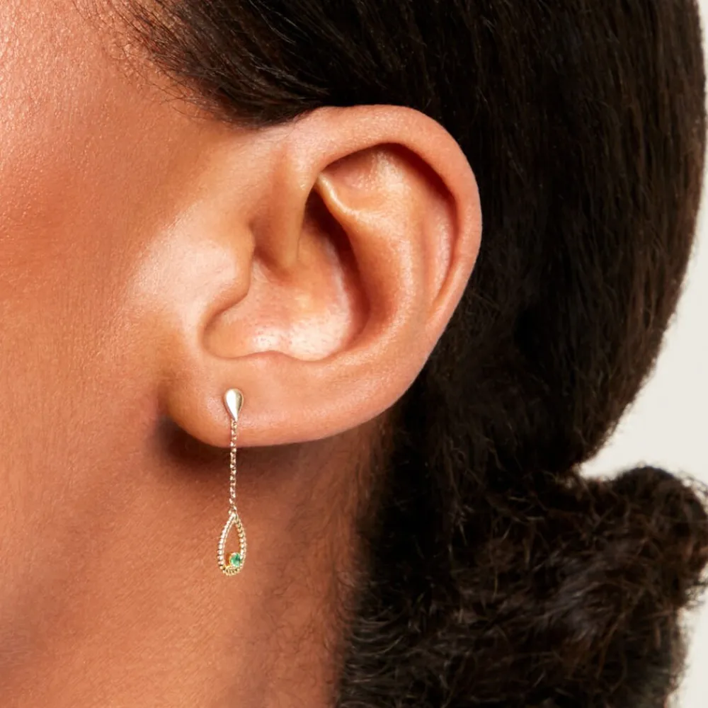 Marc Orian Pendantes|Cadeaux Mariage > Boucles D'Oreilles Pendantes Emeria Or Jaune Emeraude