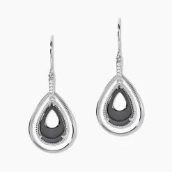 Marc Orian Pendantes|Boucles D'Oreilles Argent > Boucles D'oreilles Pendantes Brewen Argent Blanc Céramique Et Oxyde