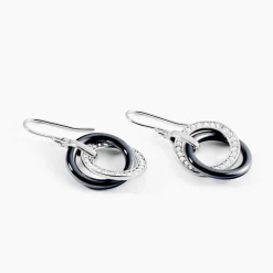 Marc Orian Pendantes|Boucles D'Oreilles Argent > Boucles D'oreilles Pendantes Grizzel Argent Blanc Céramique Et Oxyde