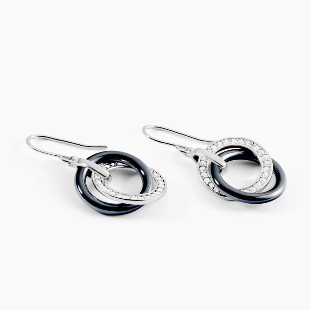 Marc Orian Pendantes|Boucles D'Oreilles Argent > Boucles D'oreilles Pendantes Grizzel Argent Blanc Céramique Et Oxyde