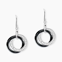 Marc Orian Pendantes|Boucles D'Oreilles Argent > Boucles D'oreilles Pendantes Grizzel Argent Blanc Céramique Et Oxyde
