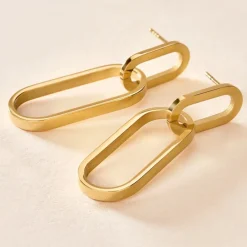 Marc Orian Pendantes|Boucles D'Oreilles Acier Inoxydable > Boucles D'oreilles Pendantes Manille Acier Jaune