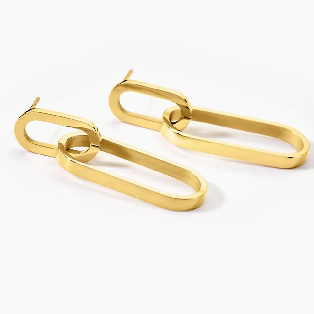 Marc Orian Pendantes|Boucles D'Oreilles Acier Inoxydable > Boucles D'oreilles Pendantes Manille Acier Jaune