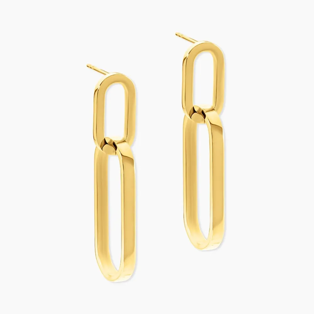 Marc Orian Pendantes|Boucles D'Oreilles Acier Inoxydable > Boucles D'oreilles Pendantes Manille Acier Jaune